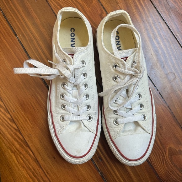 Converse Off-White Canvas Sneakers with Red Trim - Picture 3 of 3
